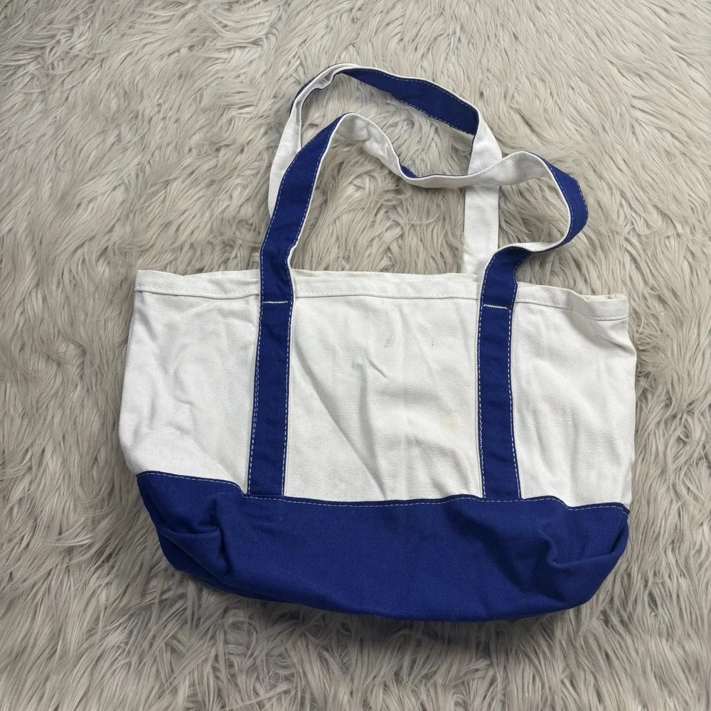 Unbranded Lobster Embroidered Canvas Tote Bag Blue White Coastal Preppy Nautical